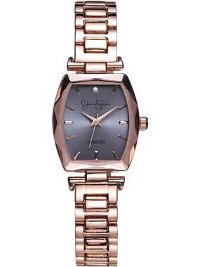 Women's Rose Gold/Purple Diamond Collection Metal Band Elegant Dress Wrist Watch